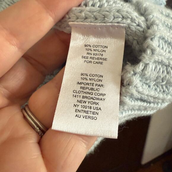 ELIE TAHARI | Light Blue Cotton Chunky Knit Boyfriend Cardigan Sweater | Small - Picture 5 of 6